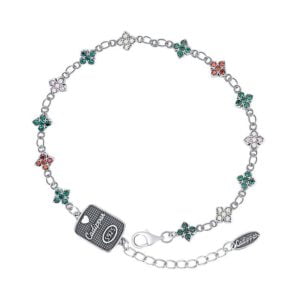 cross flower zirconium double sided colorful sterling silver bracelet