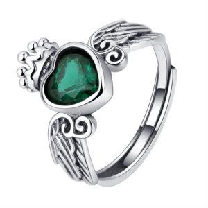 Sterling Silver Crown Heart Zircon Women's Ring